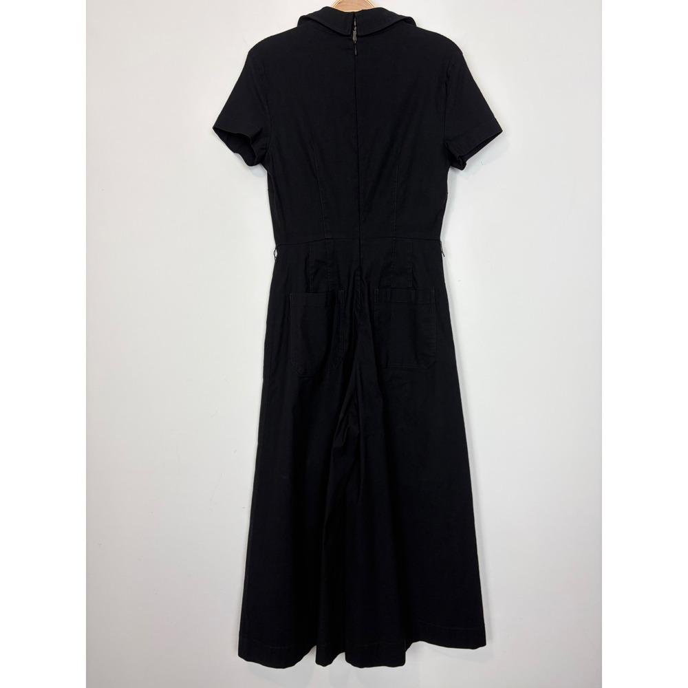Anthropologie Maeve Wrapped Culotte Jumpsuit Black Sz 6P Linen Blend Utility - Picture 8 of 16